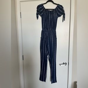 Derek Heart Navy Striped Jumpsuit